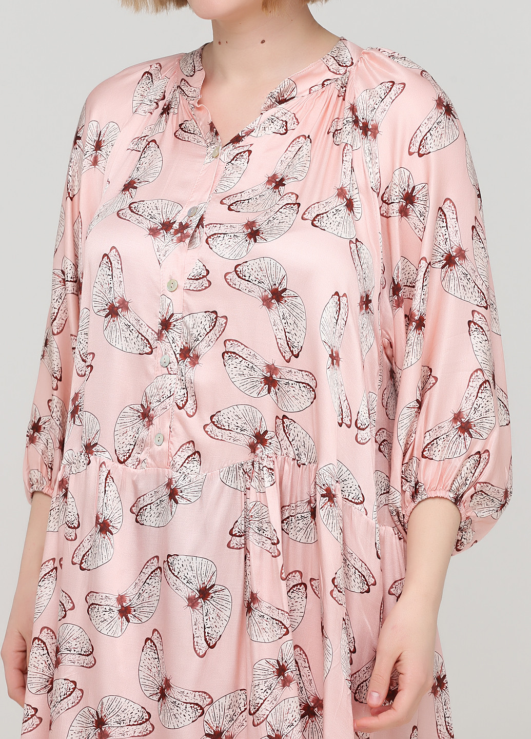 Розовое кэжуал платье оверсайз, рубашка Made in Italy бабочки