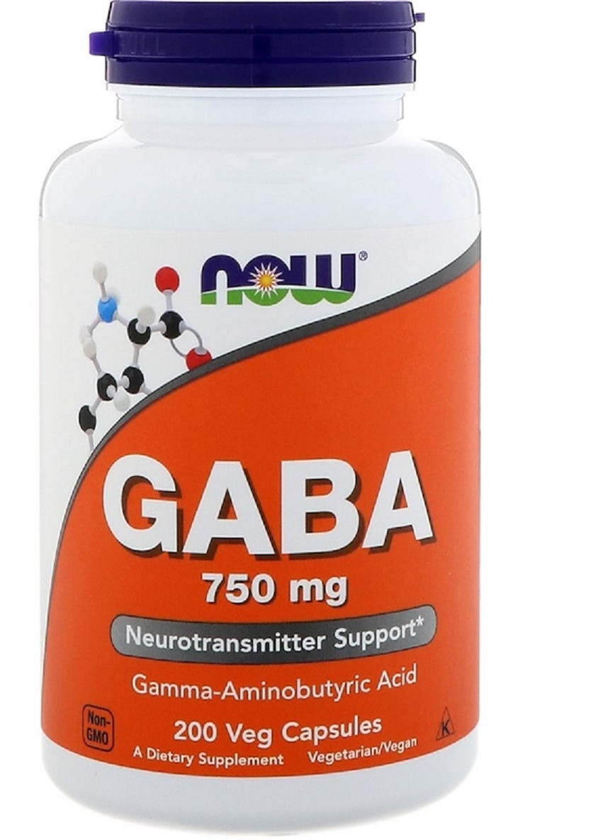 GABA (Гамма-Аминомасляная Кислота) 750мг,, 200 капсул Now Foods (225714551)