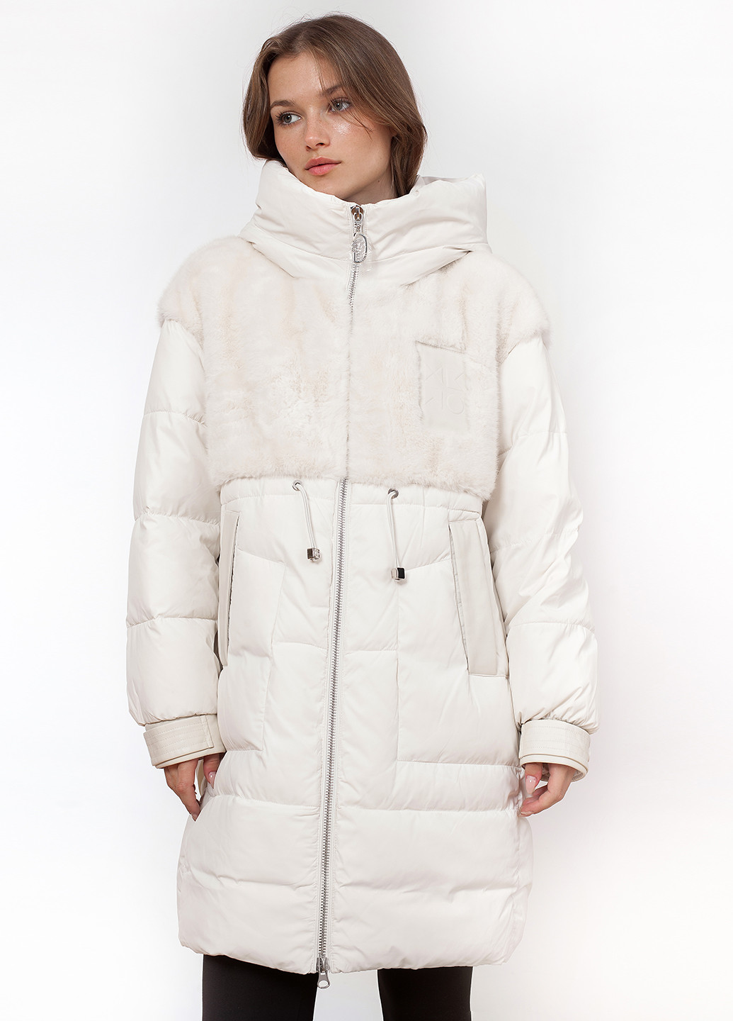 Молочная зимняя куртка куртка-пальто Visdeer