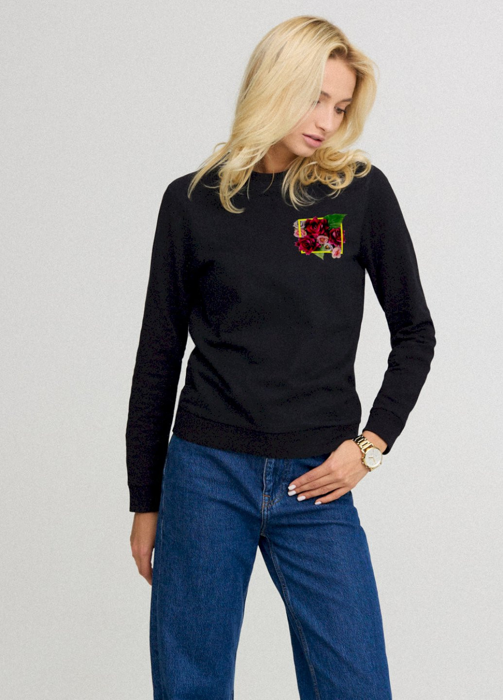 Черный світшот жіночий basic /no flis/ YAPPI (254658621)