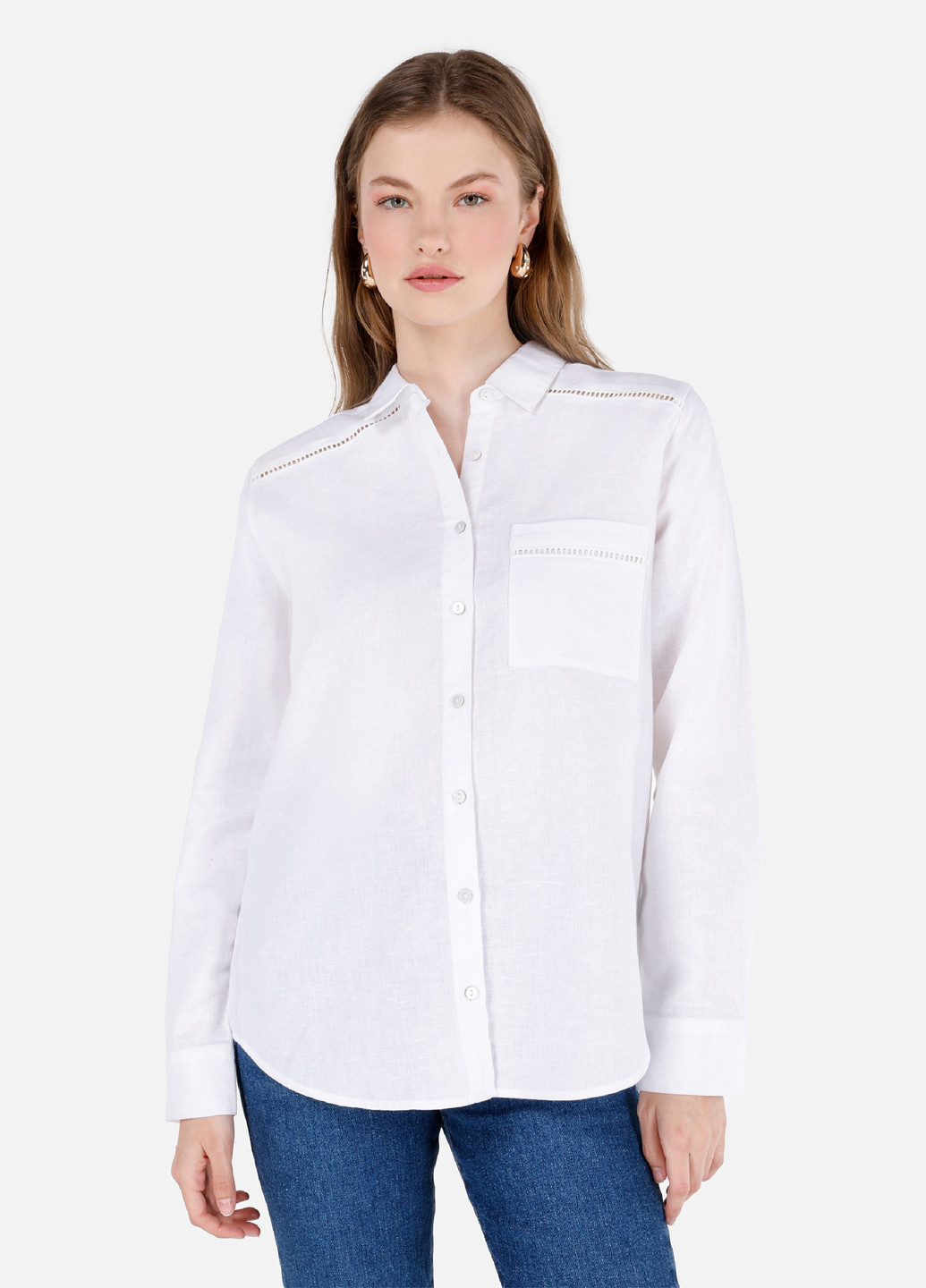 Белая кэжуал рубашка однотонная Colin's