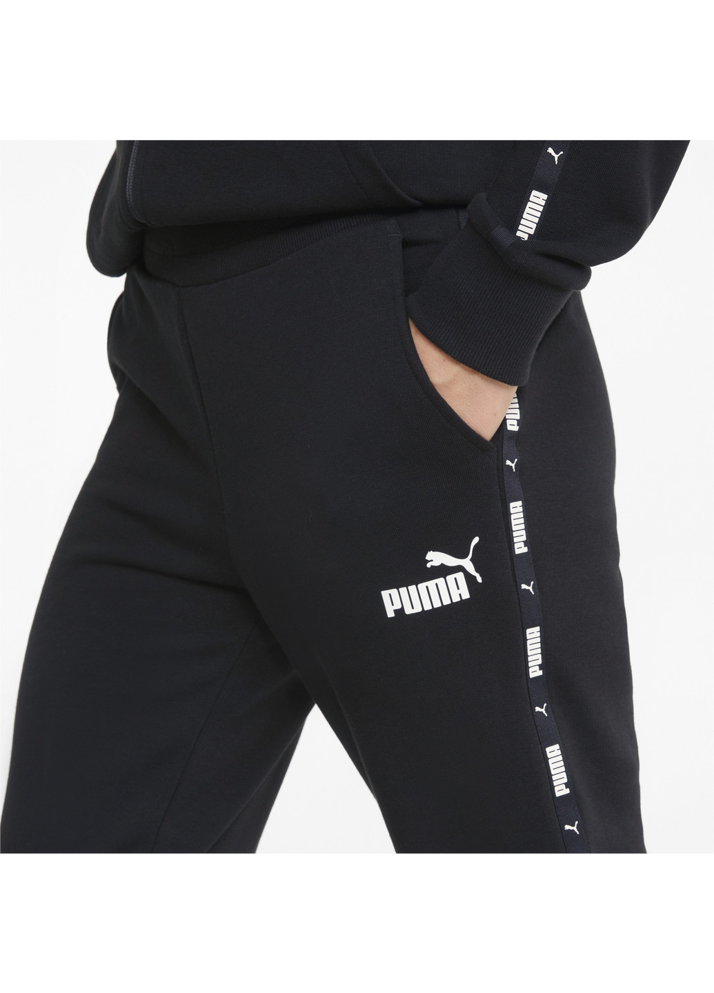 Штани Power Tape Women’s Pants Puma однотонні чорні спортивні бавовна, поліестер, еластан
