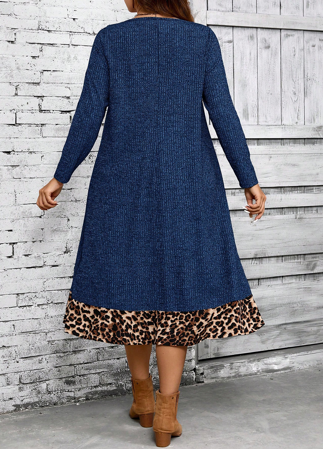Синя кежуал сукня а-силует SHEIN леопардовий