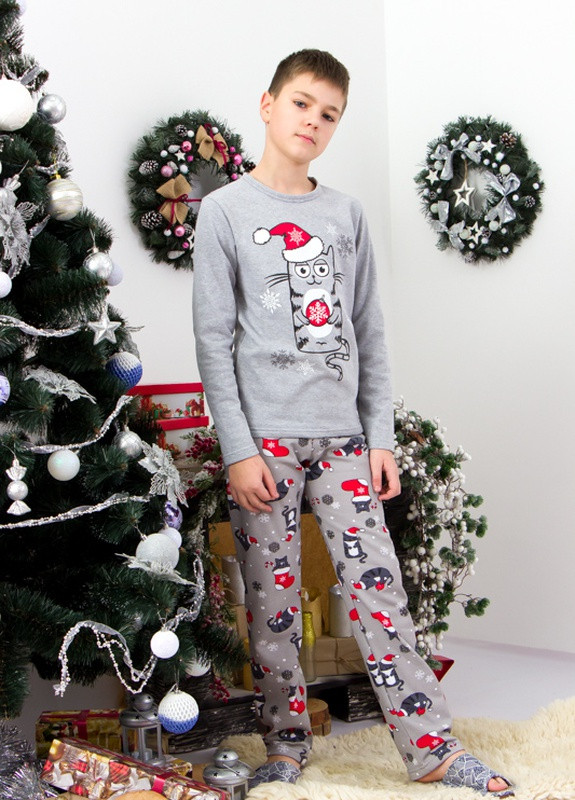 Сіра зимня піжама дитяча "family look" (p-7567) Носи своє