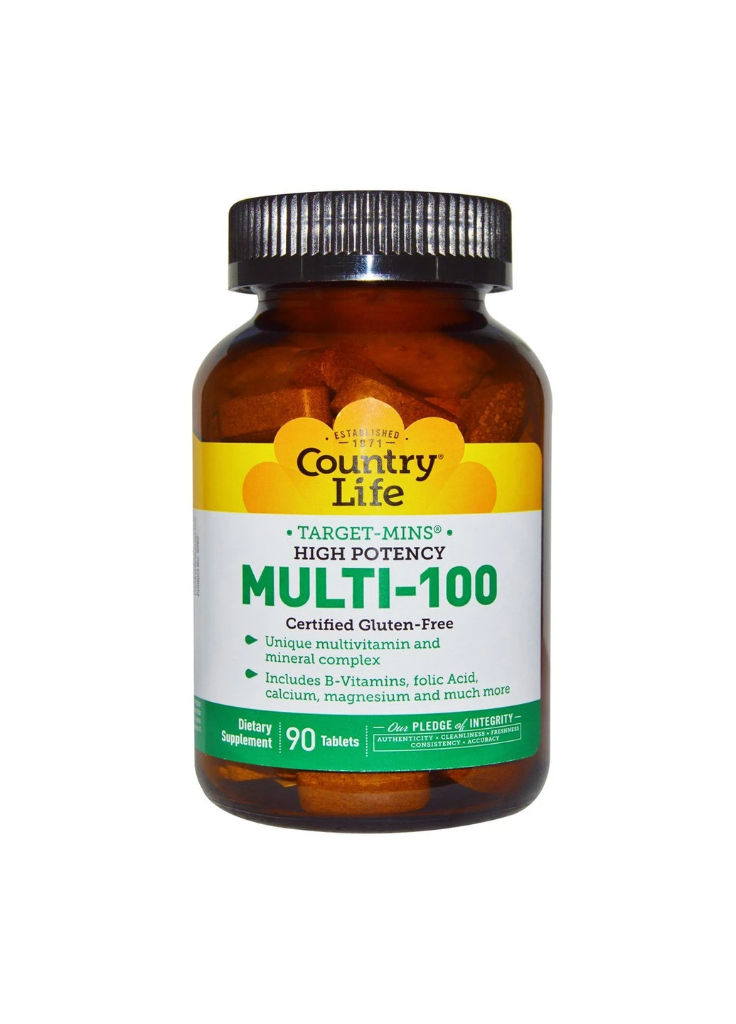 Мультивитамины для Взрослых, Multi-100,, 90 таблеток Country Life (255409373)