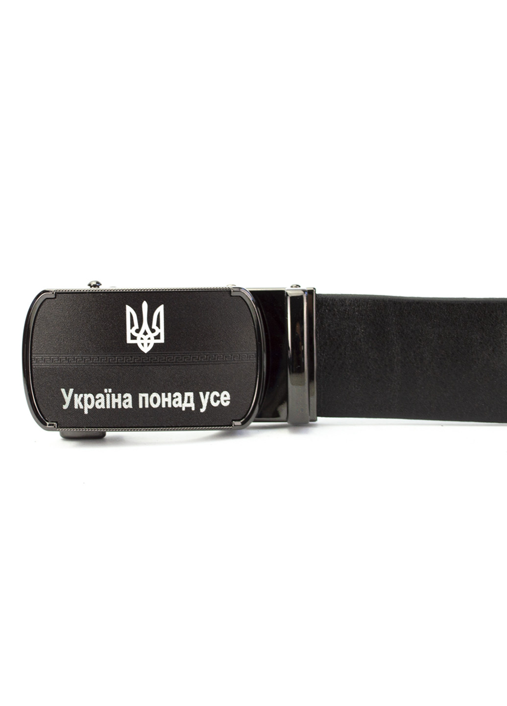 Ремень мужской кожаный черный -3587 "Україна понад усе" (120 см) JK (253322422)