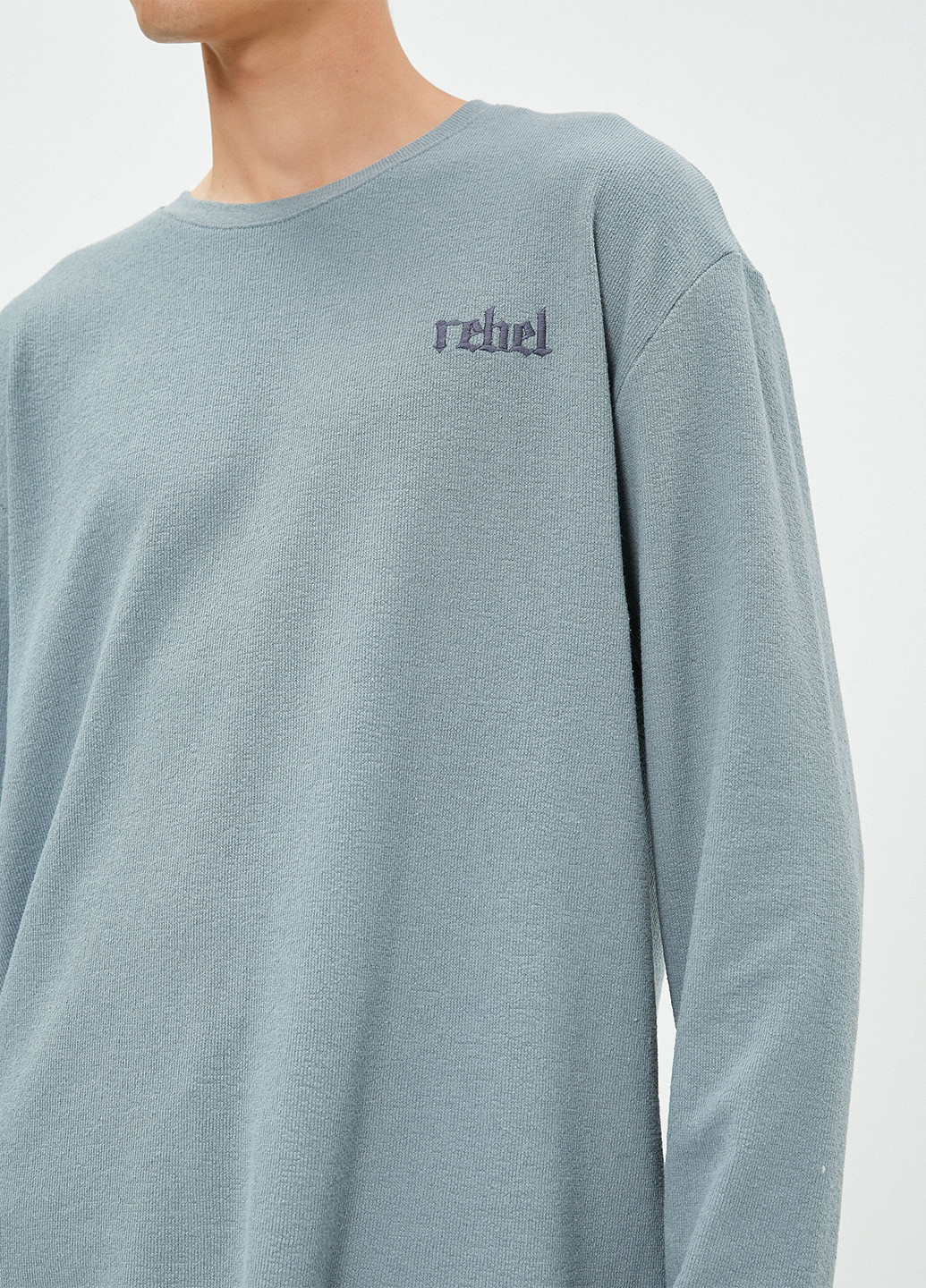 Серо-голубой демисезонный кэжуал лонгслив KOTON однотонный