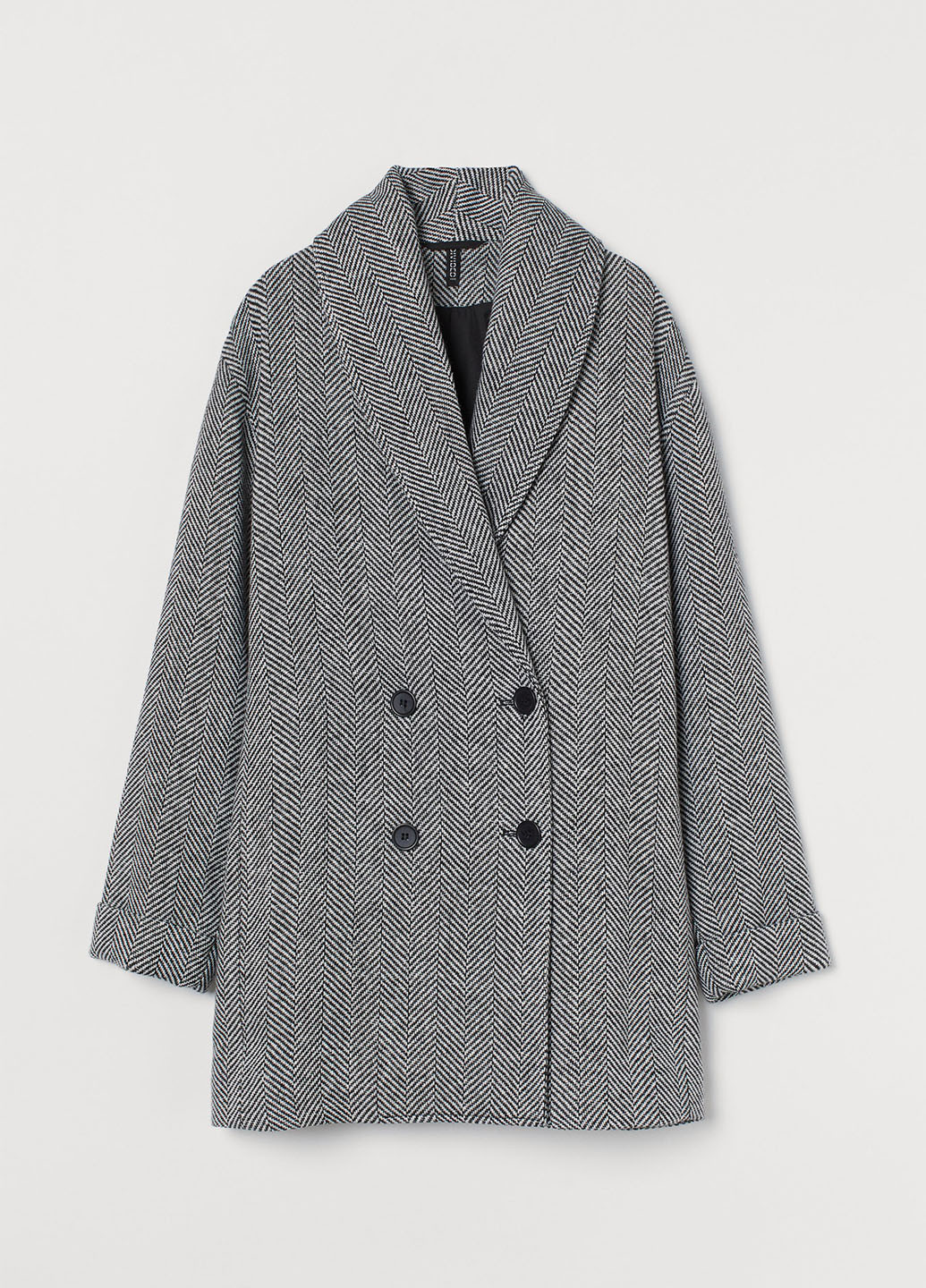 Черно-белое демисезонное Пальто двубортное H&M