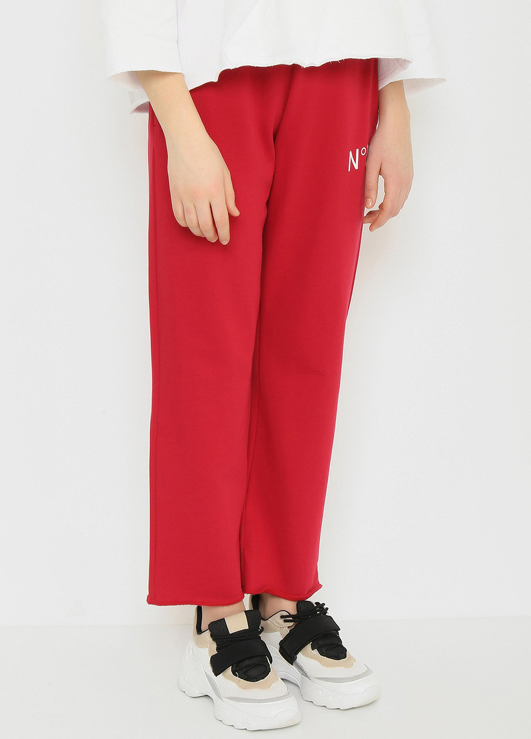 Красные спортивные демисезонные прямые брюки N°21
