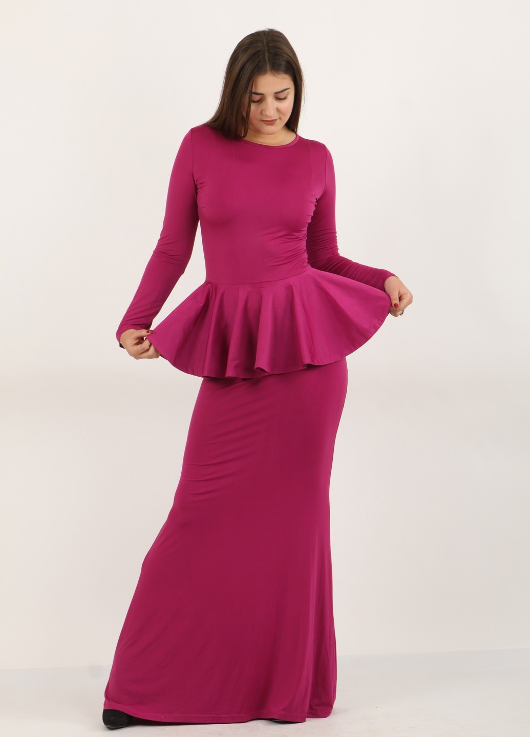 Малинова вечірня плаття, сукня Mozah однотонна