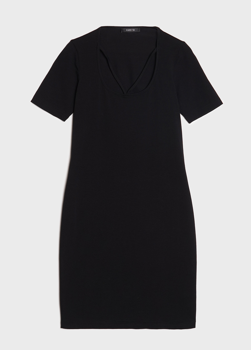 Черное кэжуал платье женское трикотажное короткое прилегающее с коротким рукавом платье-футболка KASTA design однотонное