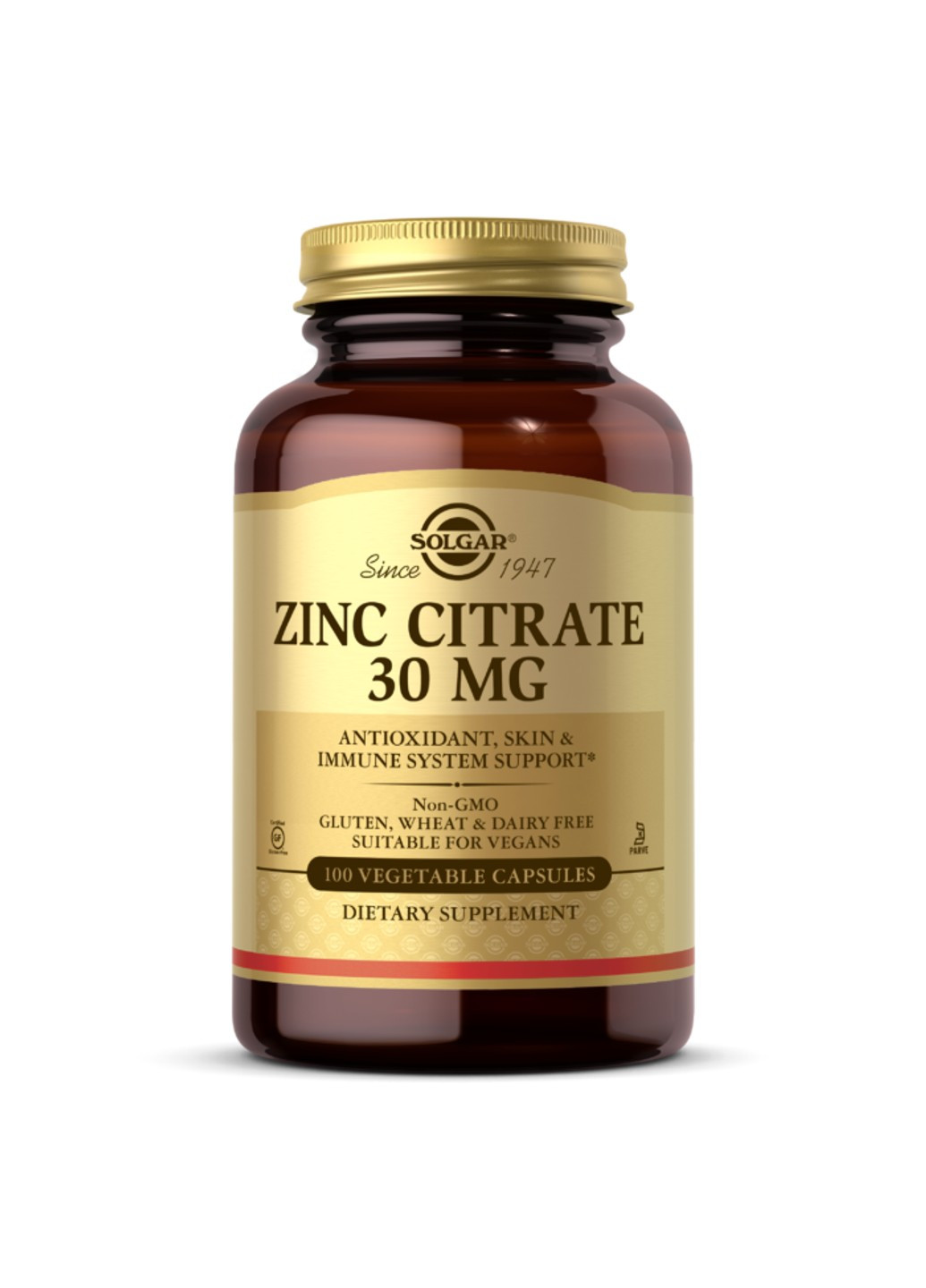Цитрат цинка Zinc Citrate 30 mg, 100 капсул солгар Solgar (255407447)