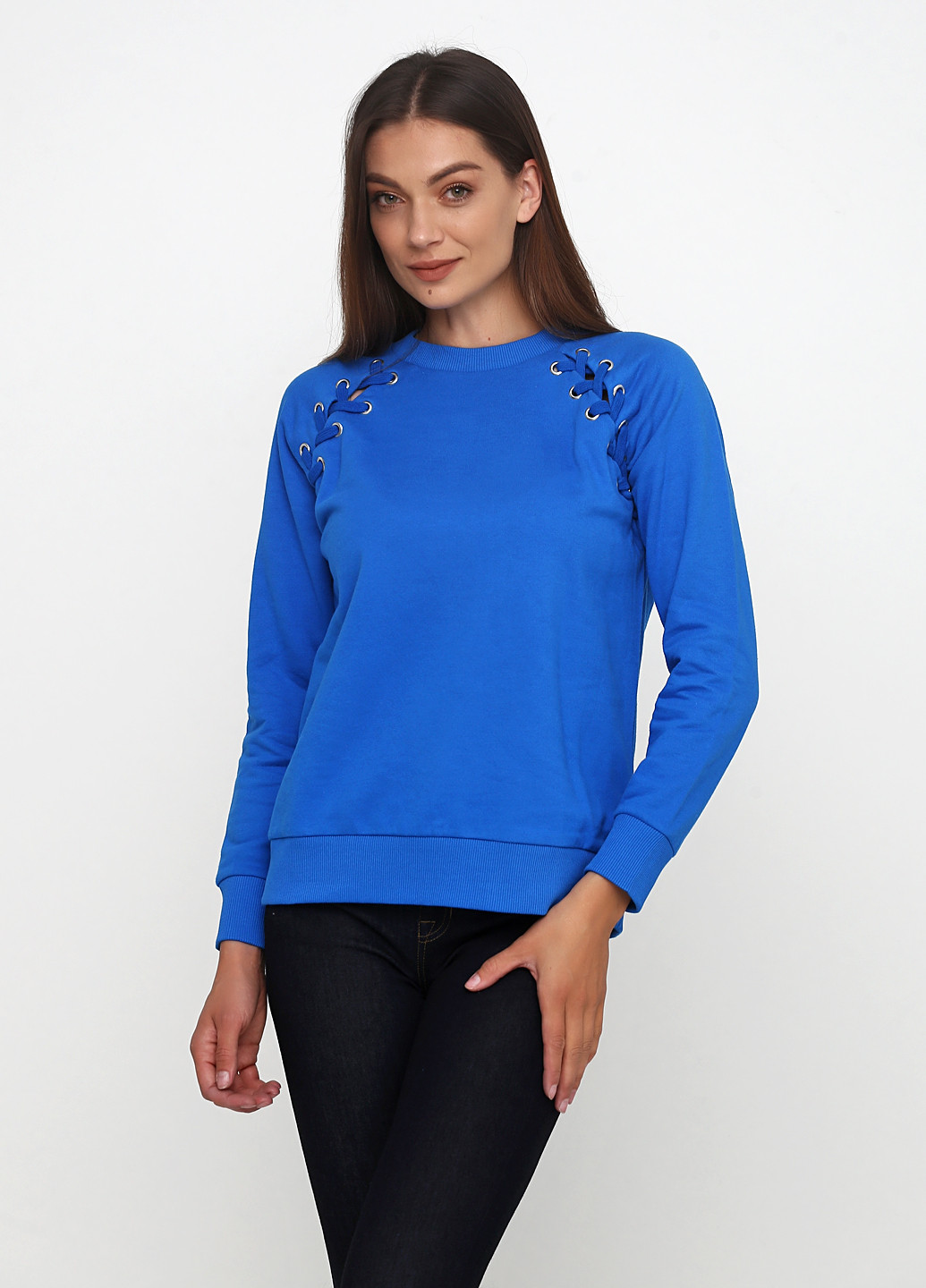 Синий свитшот Pieszak однотонный шнуровка (143035764)