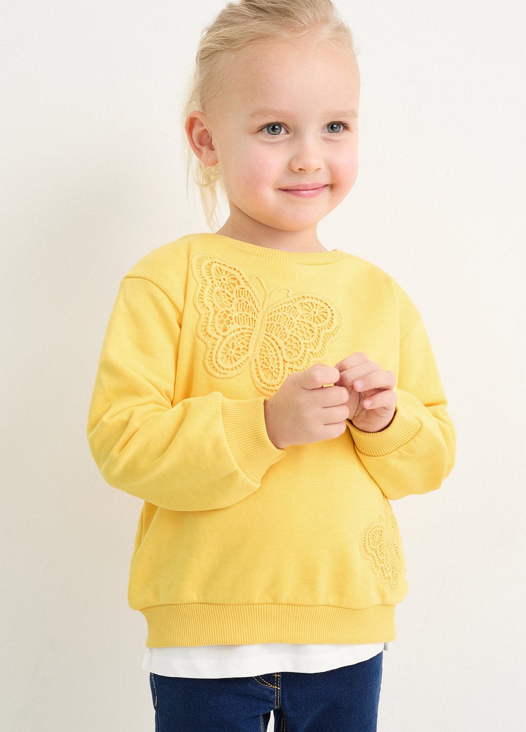 C&A свитшот однотонный желтый кэжуал хлопок