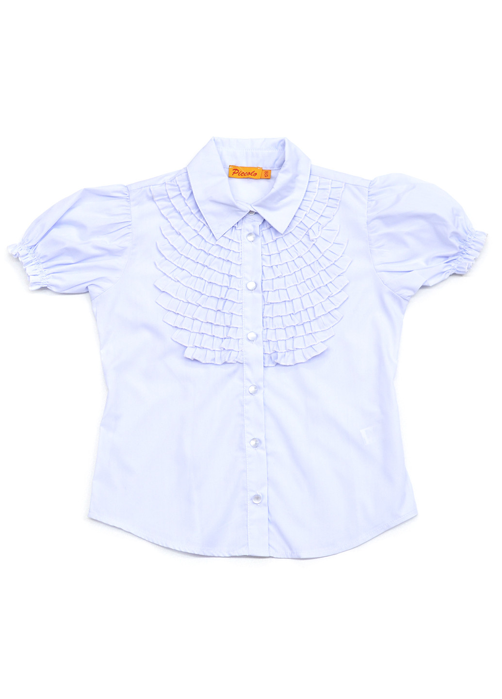 Белая однотонная блузка с коротким рукавом Piccolo L летняя