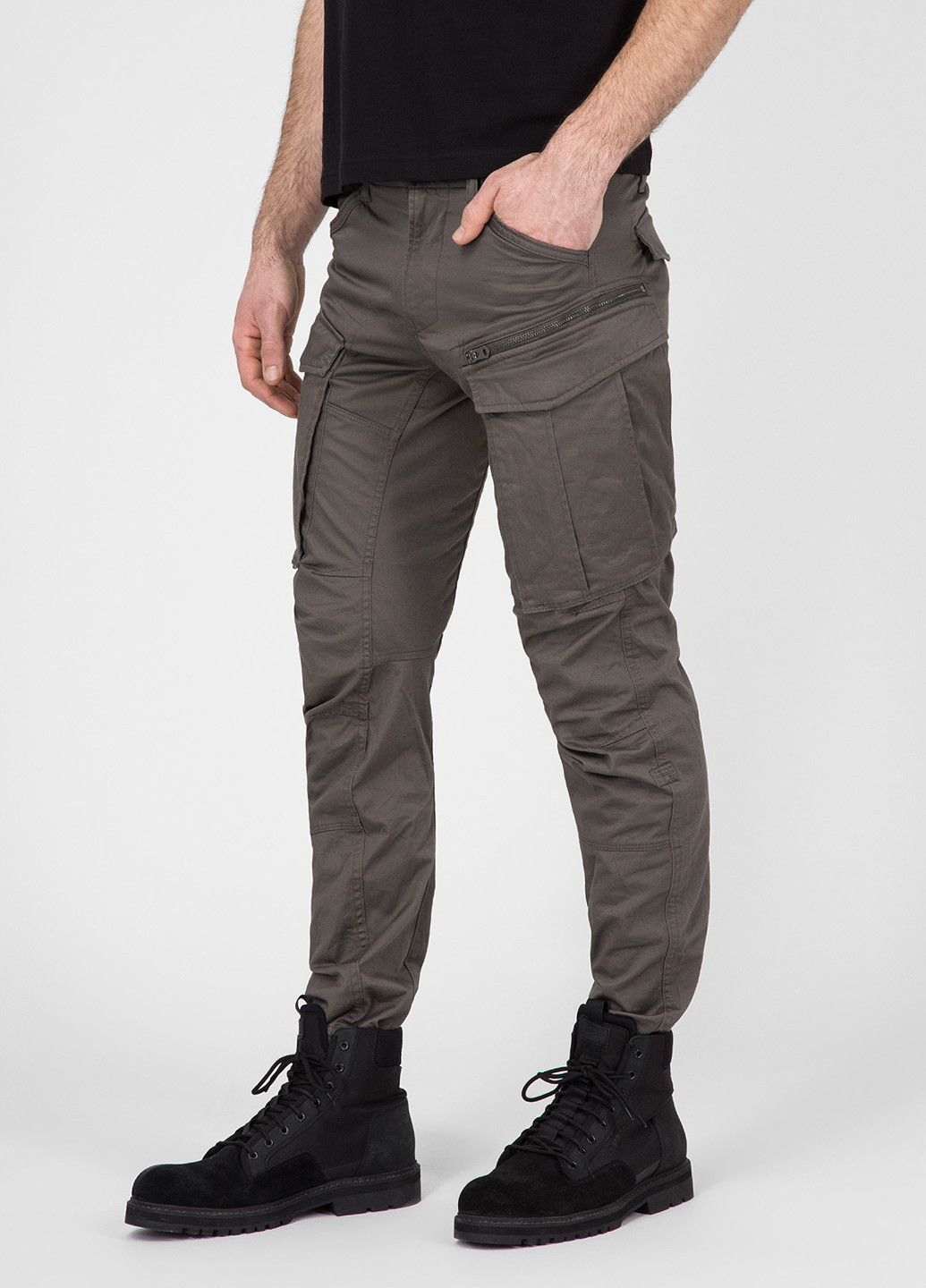 Серые кэжуал демисезонные зауженные брюки G-Star Raw
