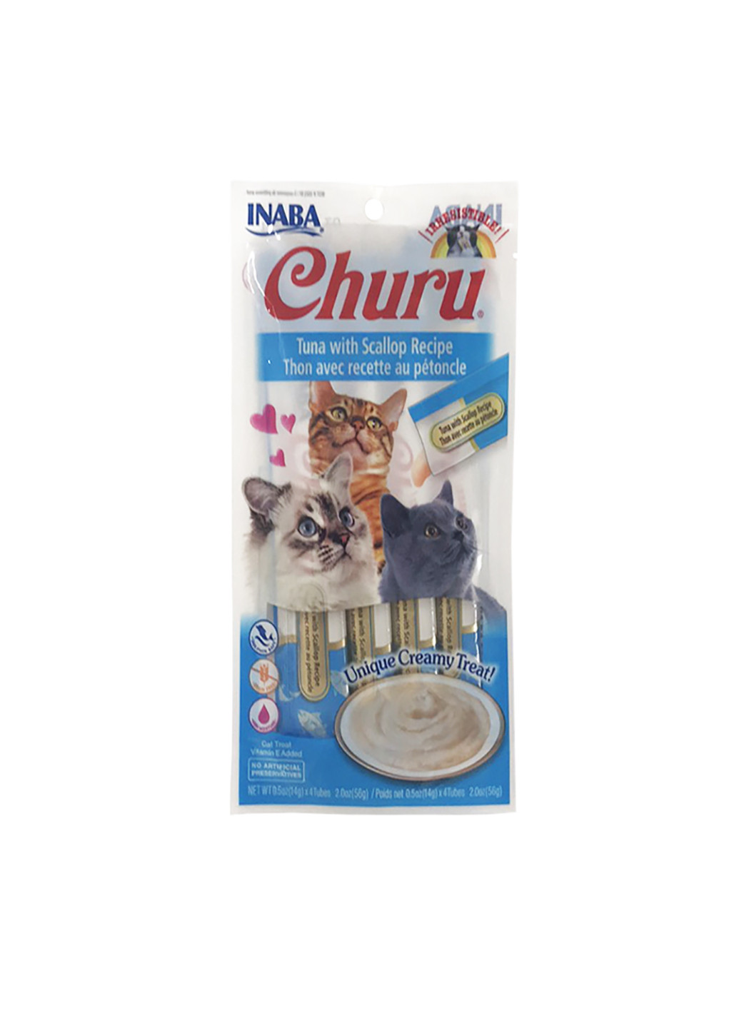 Ласощі кремові для котів CHURU з Куркою і морським гребінцем Inaba (194308102)
