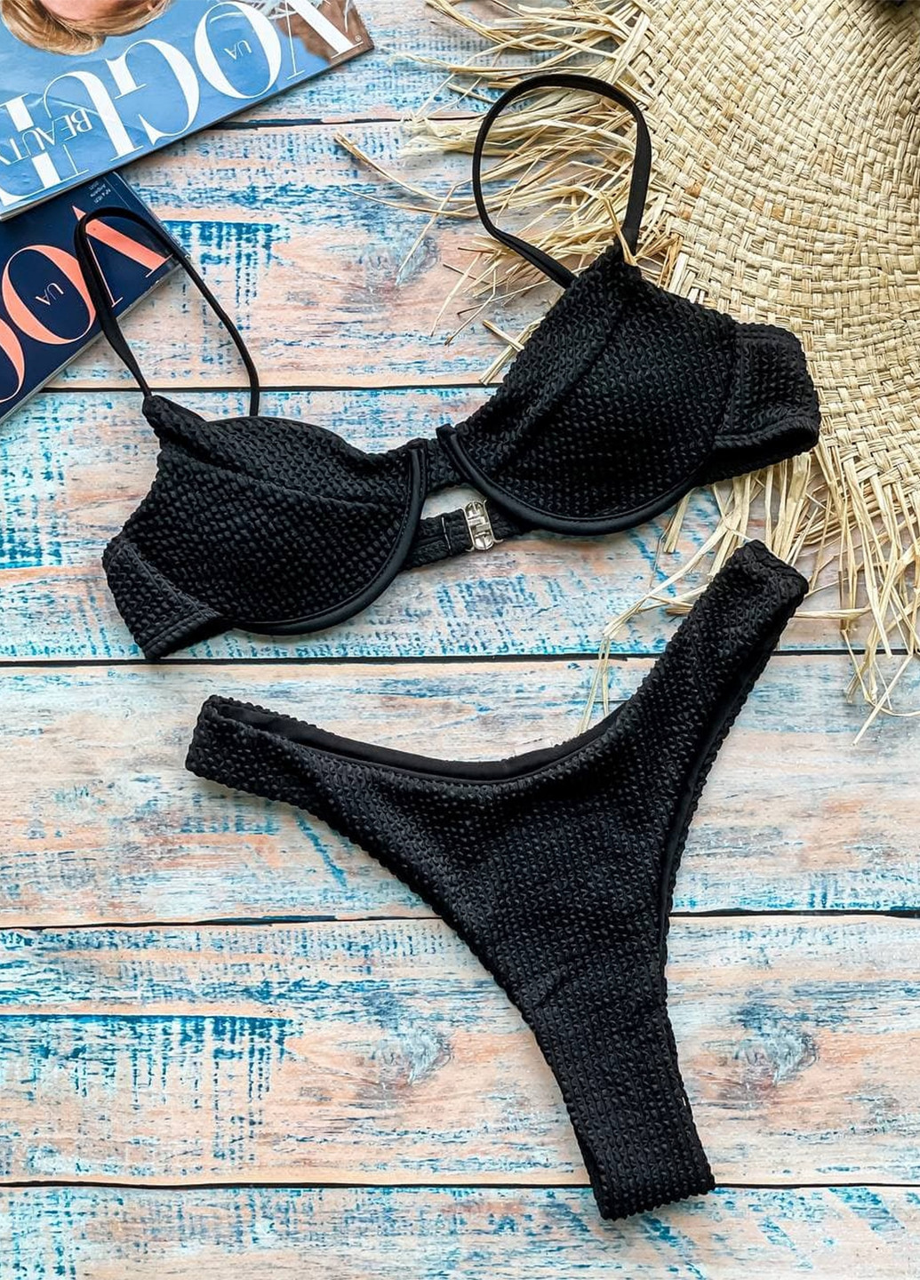 Чорний літній роздільний купальник (ліф, трусики) роздільний NOVA VEGA
