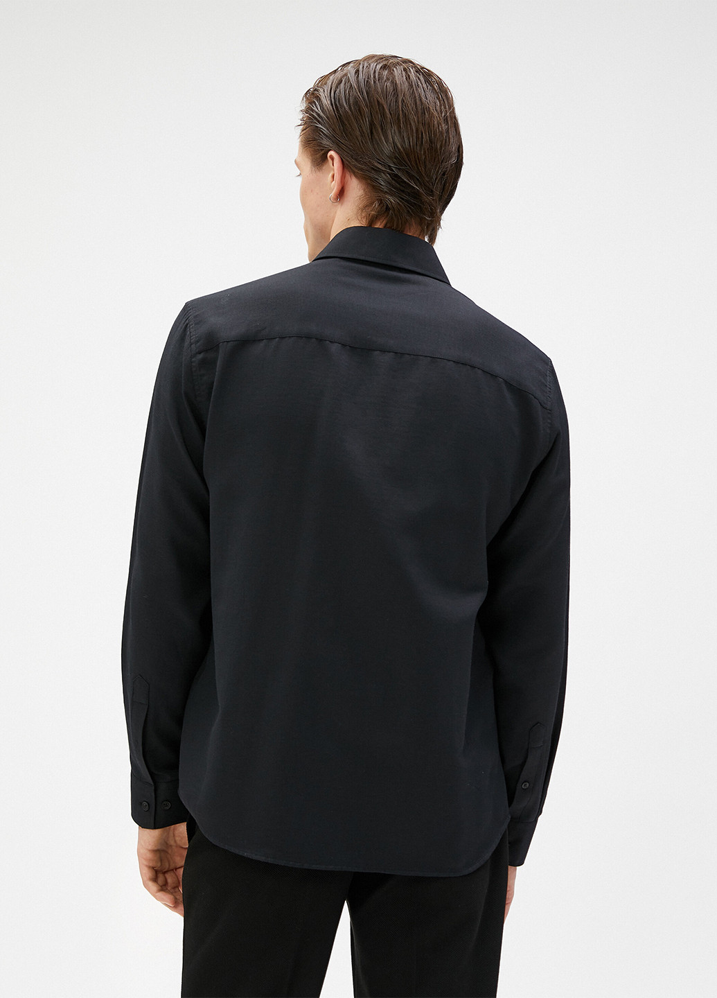 Черная кэжуал рубашка однотонная KOTON