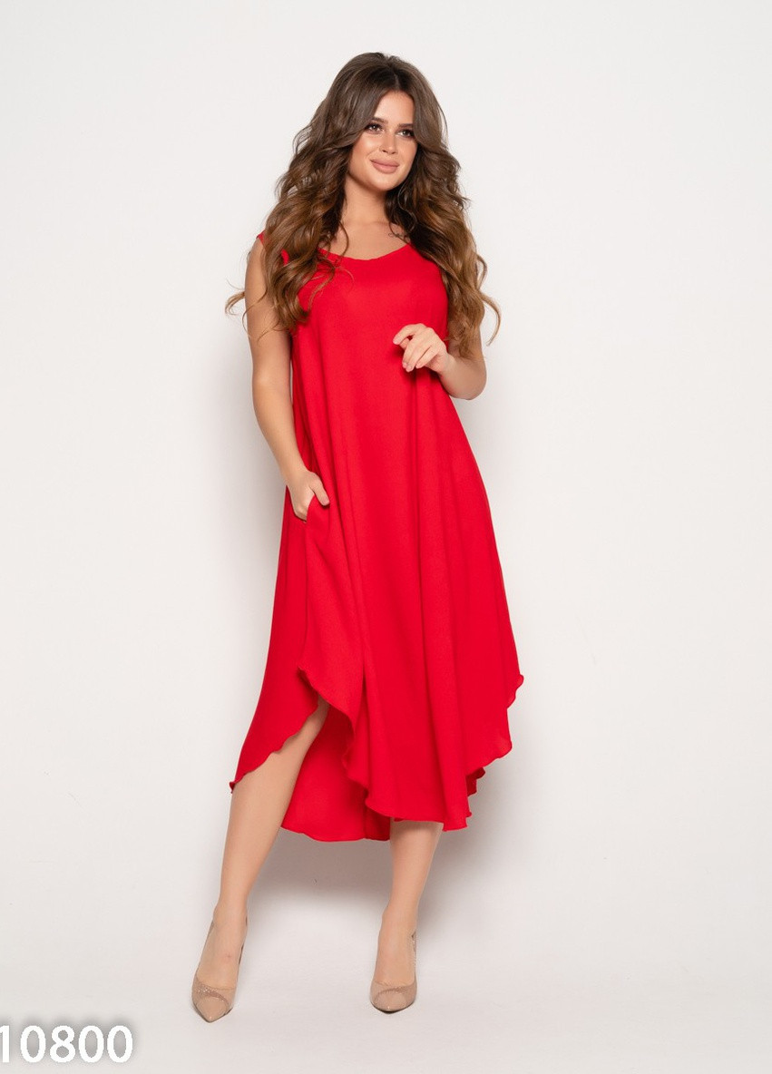 Червона повсякденний сукня жіноча а-силует ISSA PLUS однотонна