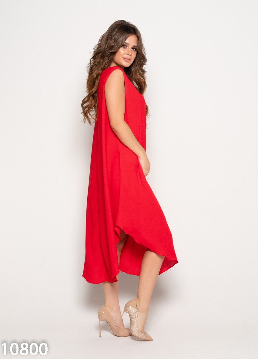Червона повсякденний сукня жіноча а-силует ISSA PLUS однотонна