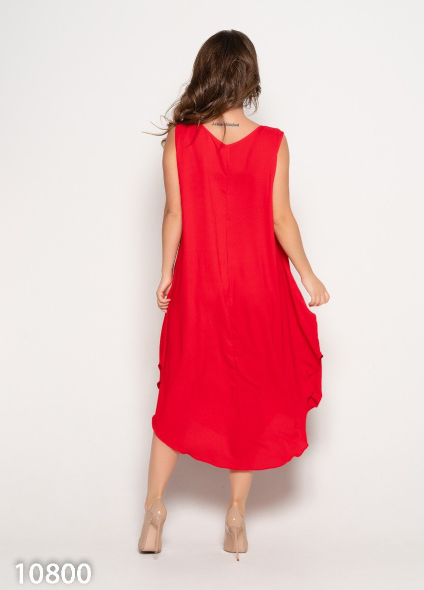 Красное повседневный платье женское а-силуэт ISSA PLUS однотонное