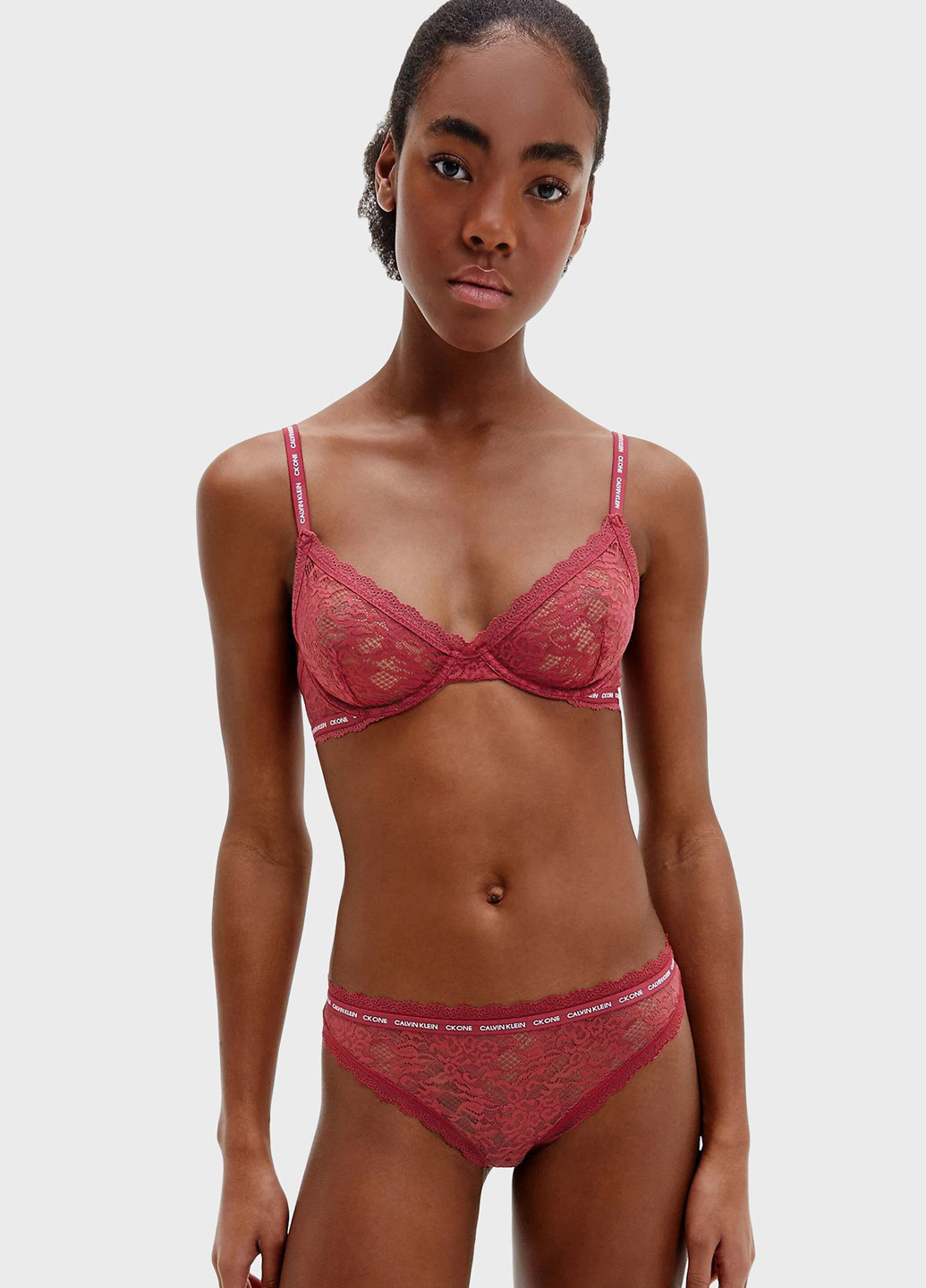 Светло-бордовый бюстгальтер Calvin Klein с косточками полиамид