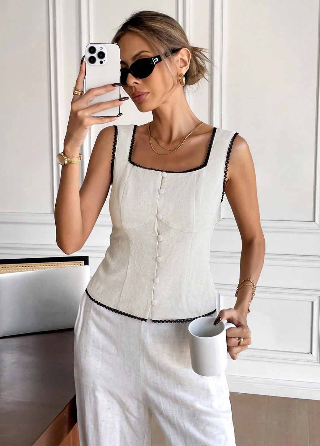 Кремовая блуза SHEIN