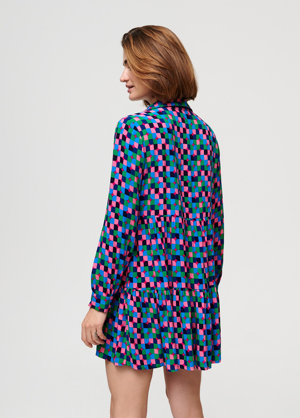 Комбинированное кэжуал платье оверсайз Sinsay с абстрактным узором