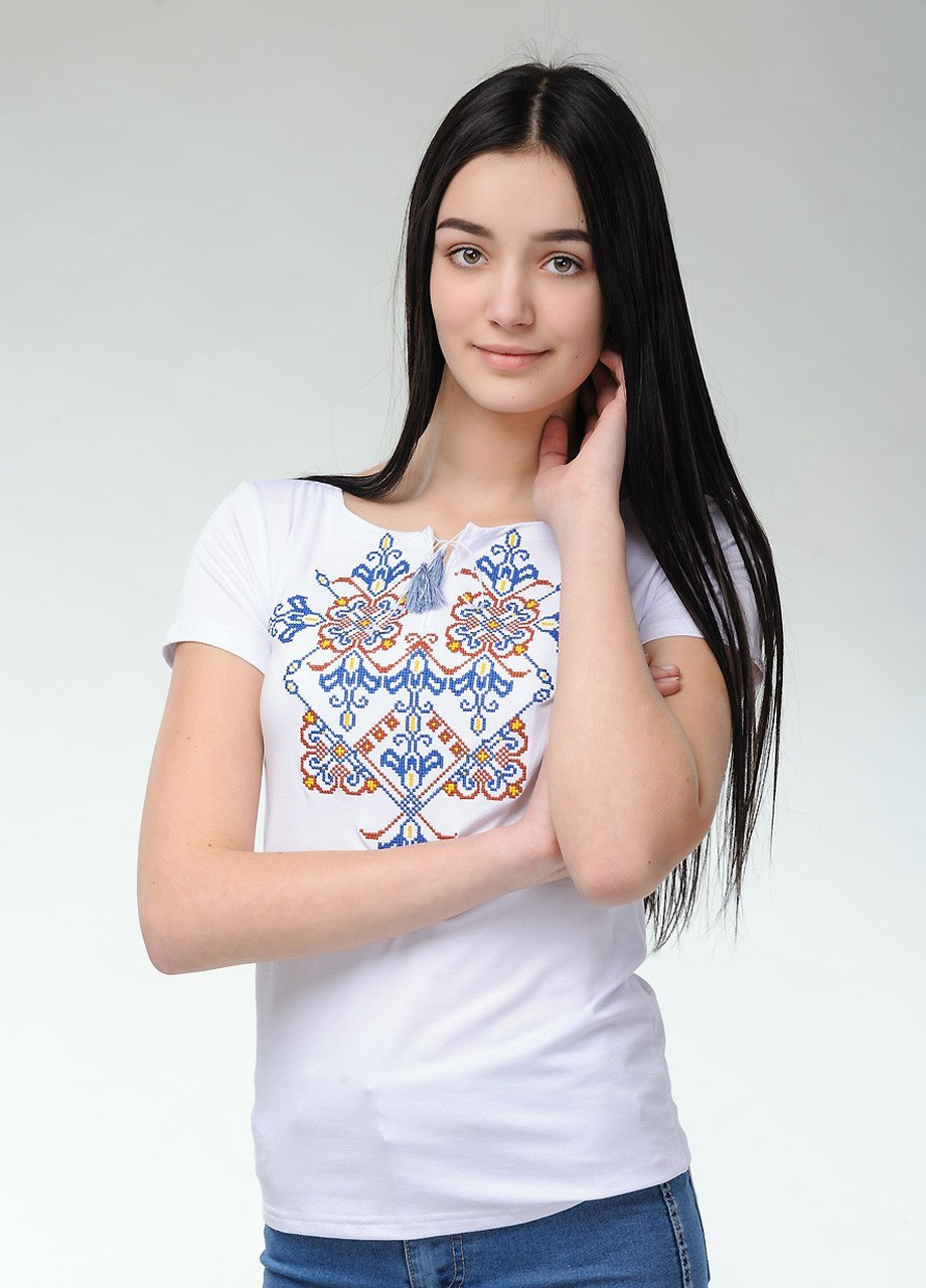 Жіноча вишита футболка Елегія біла Melanika (250206187)