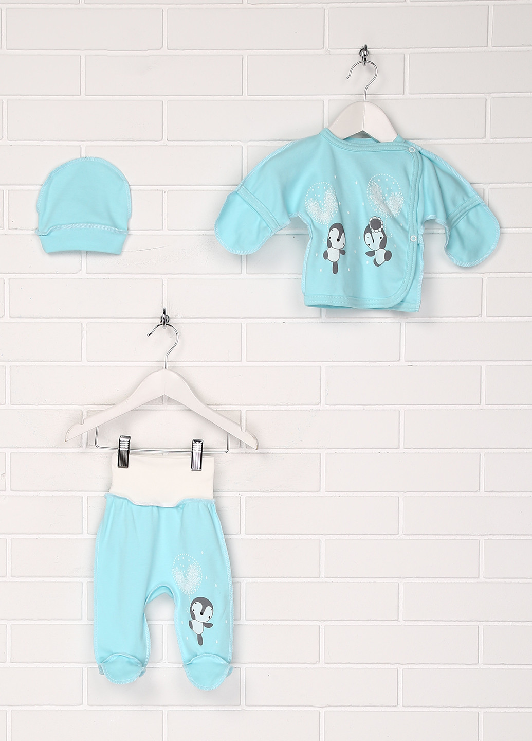 Голубой демисезонный комплект (распашонка, ползунки, шапка) Baby Art