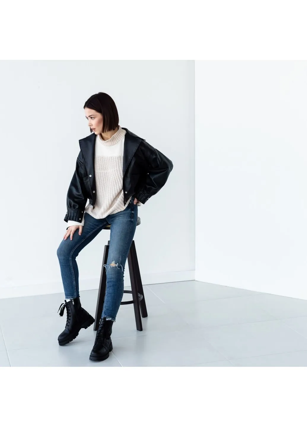 Осенние ботинки женские skye 3320 41 26 см черный Fashion из искусственной кожи