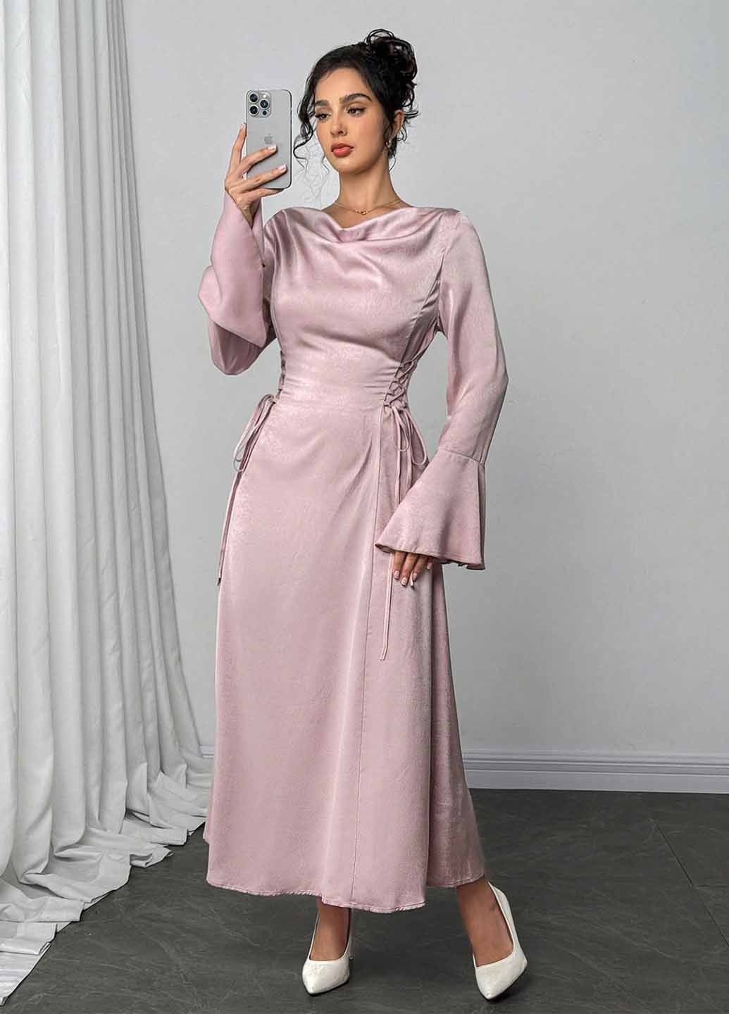 Рожево-коричнева вечірня сукня а-силует SHEIN однотонна