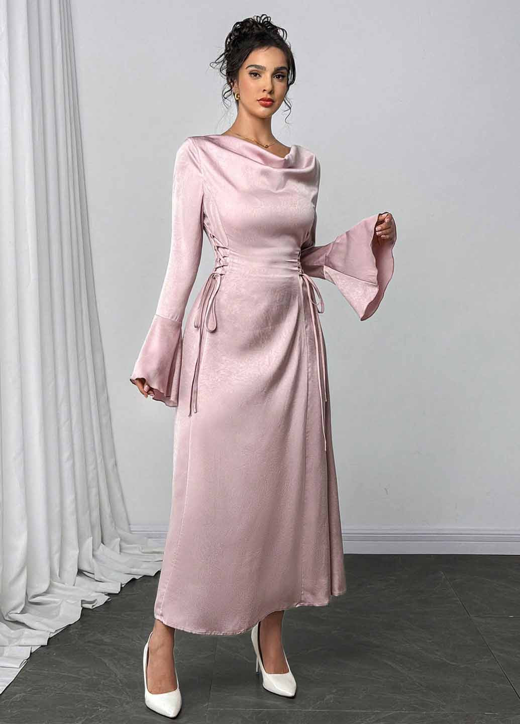 Рожево-коричнева вечірня сукня а-силует SHEIN однотонна