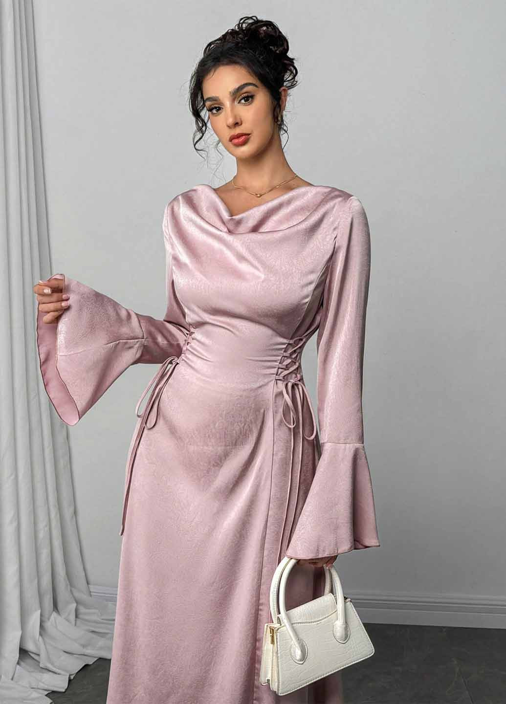 Рожево-коричнева вечірня сукня а-силует SHEIN однотонна