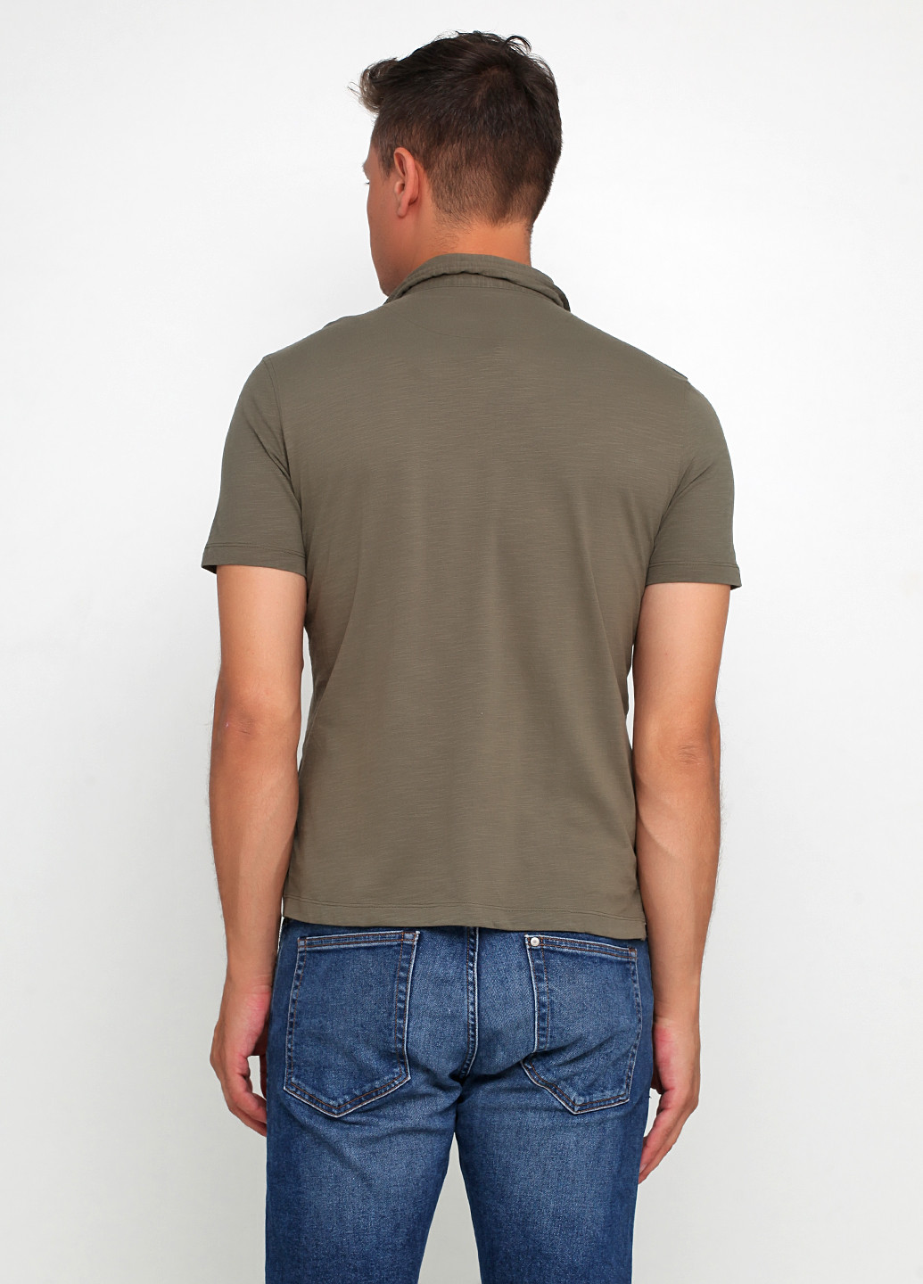 Оливковая (хаки) футболка-поло для мужчин Gas однотонная