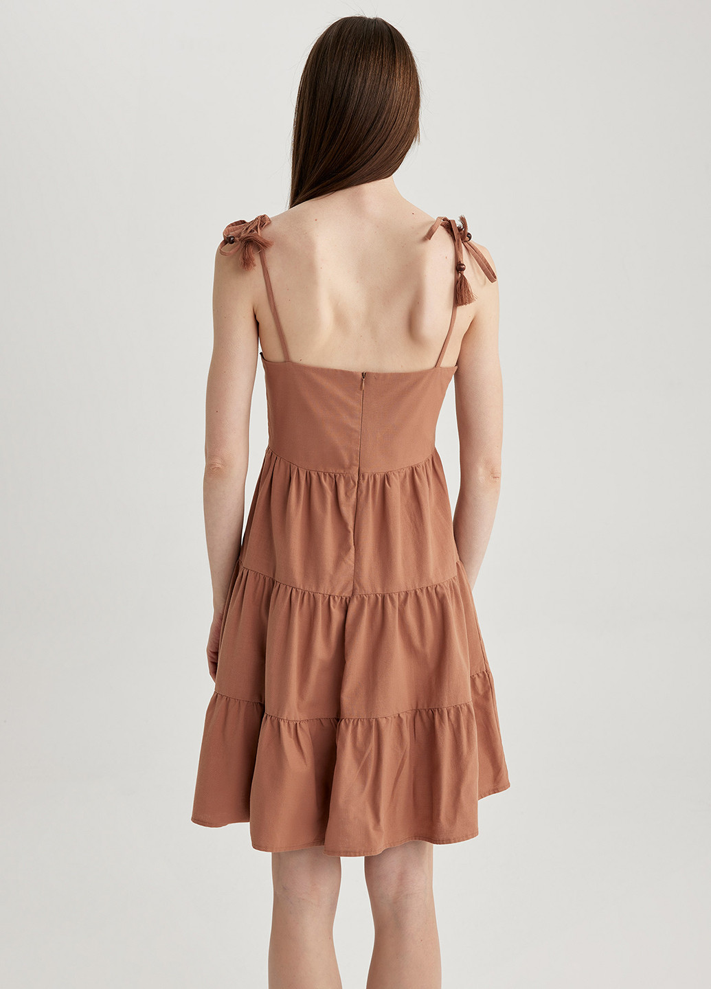 Светло-коричневое кэжуал платье DeFacto однотонное