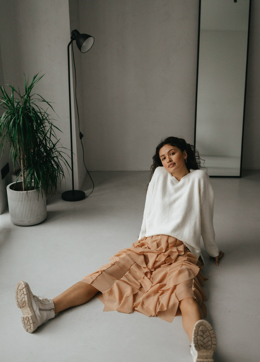 Кофейная вечерний однотонная юбка ST-Seventeen