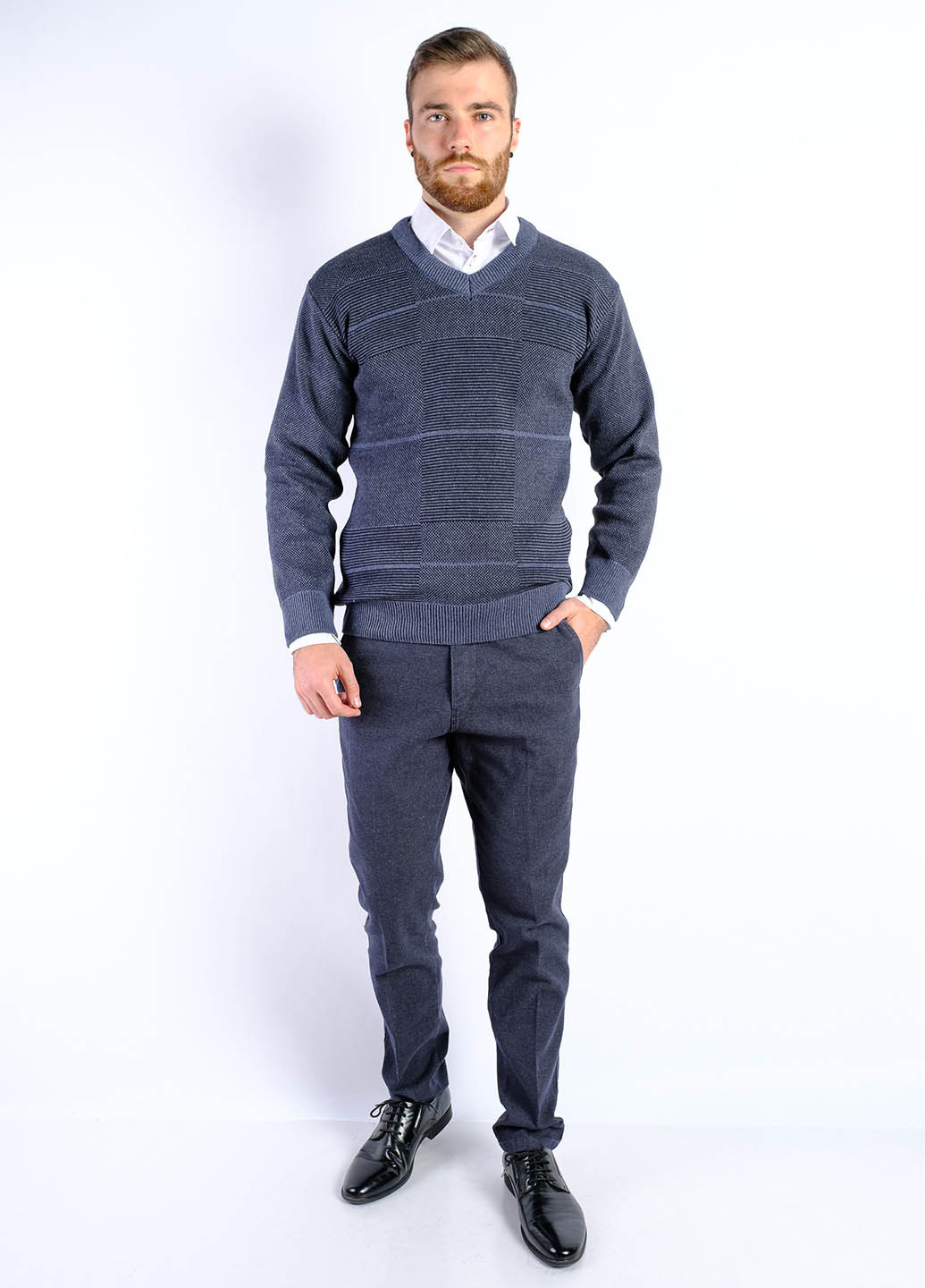 Серо-синий демисезонный пуловер пуловер Time of Style