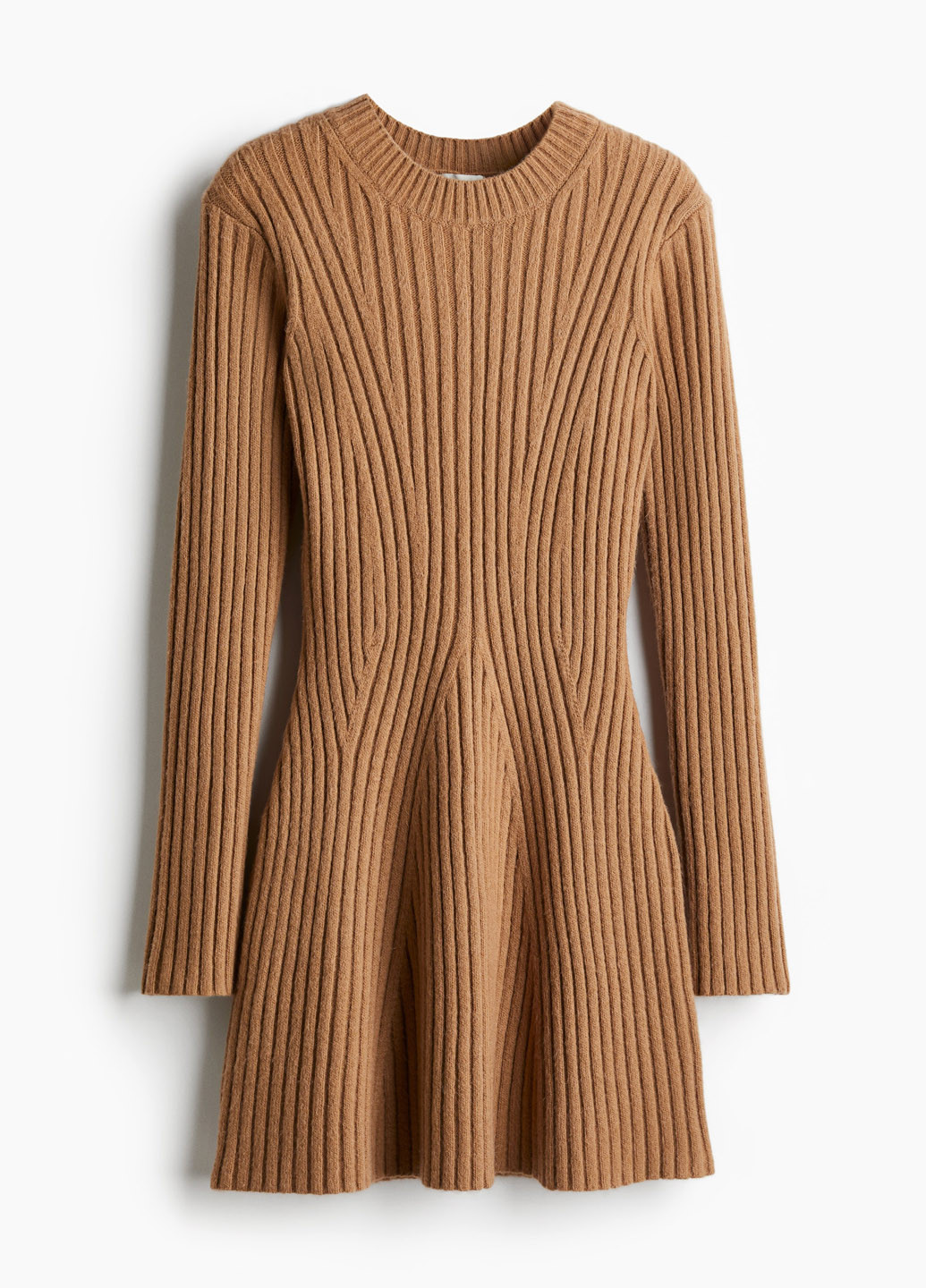 Светло-коричневое кэжуал платье платье-свитер H&M однотонное