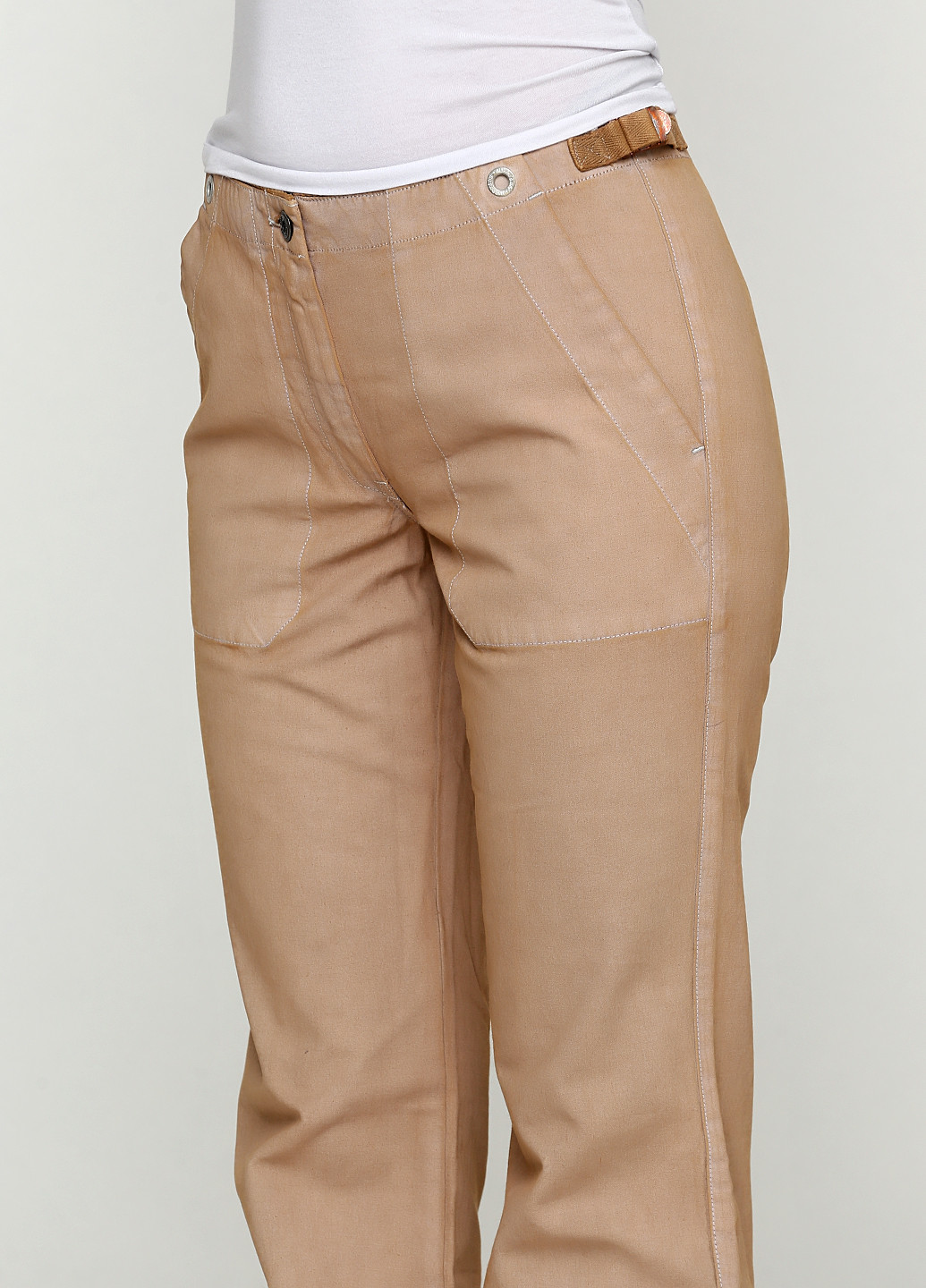 Темно-бежевые джинсовые демисезонные прямые брюки Murphy & Nye