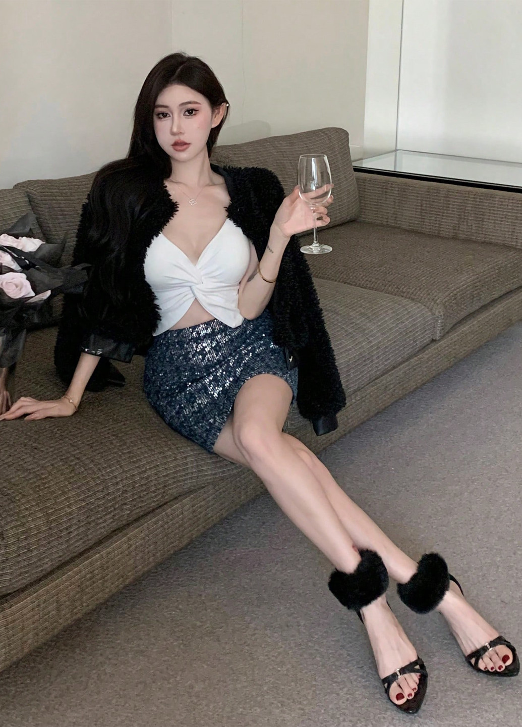 Синяя кэжуал, коктейльный однотонная юбка SHEIN