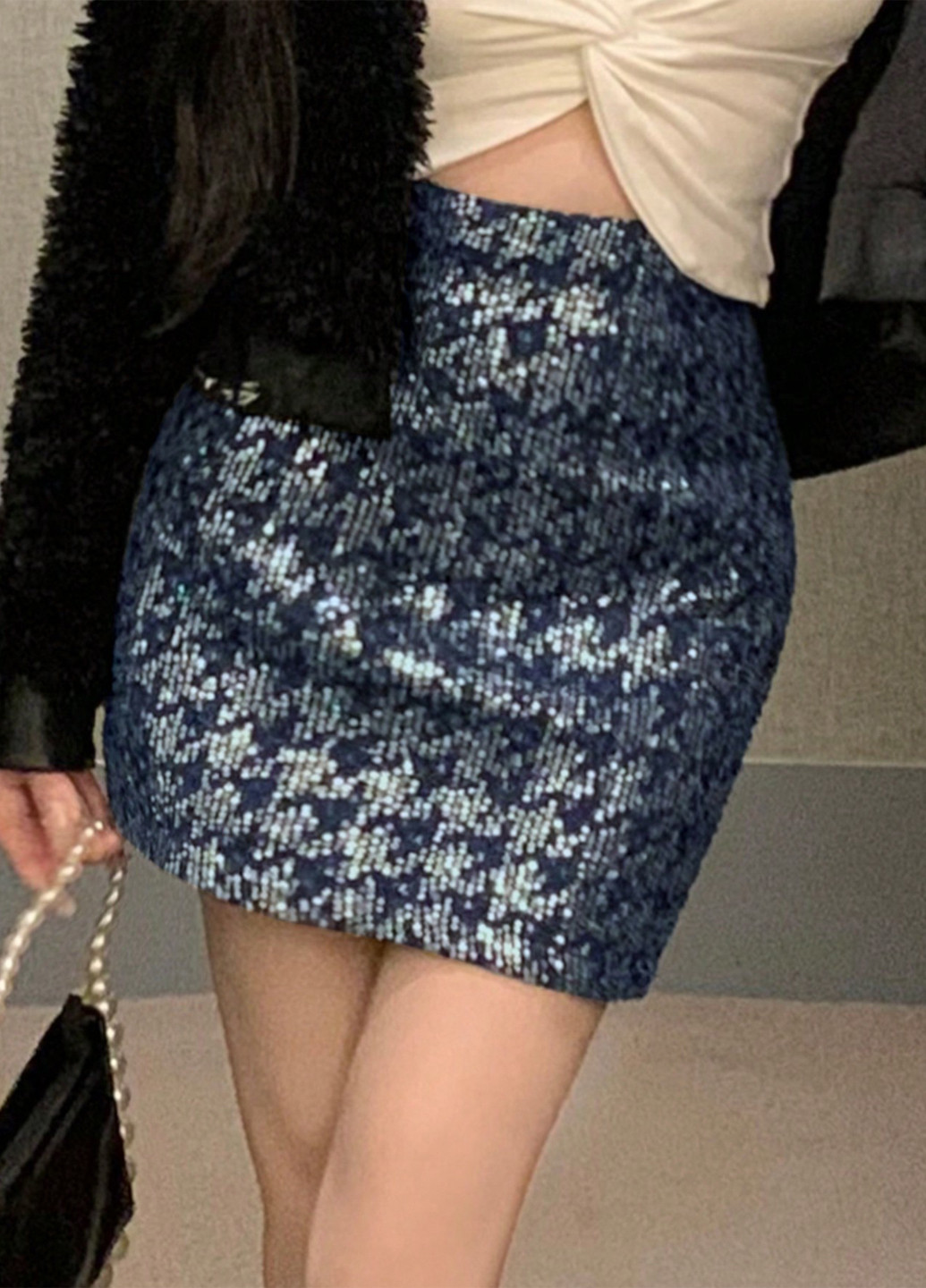 Синяя кэжуал, коктейльный однотонная юбка SHEIN