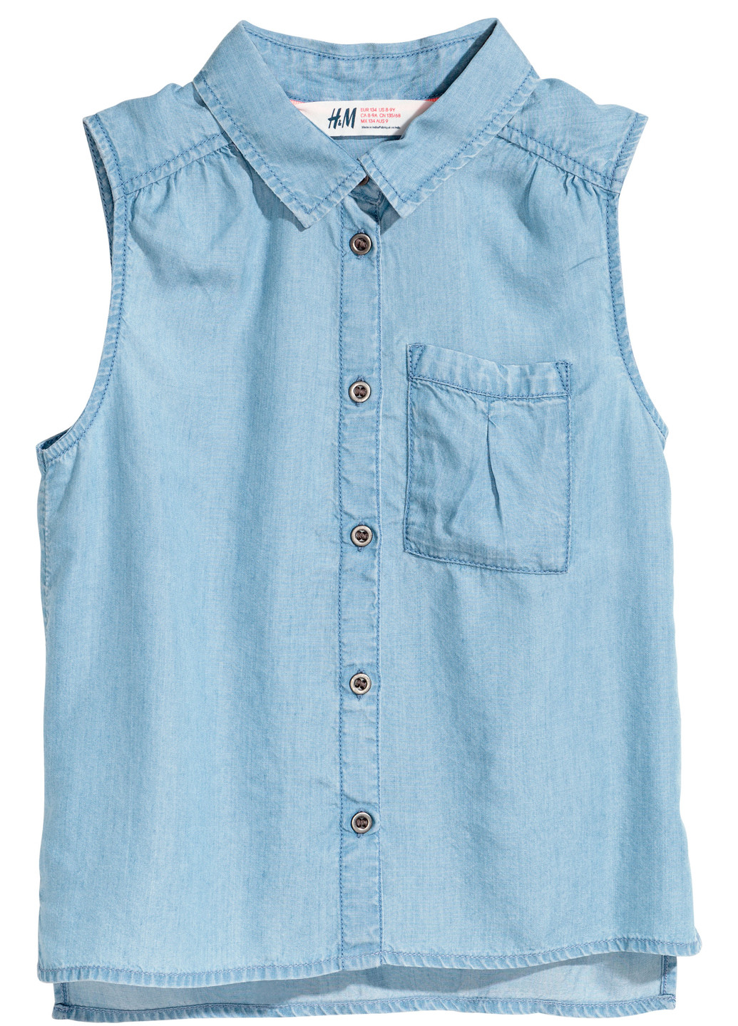 Голубая блузка без рукава H&M летняя