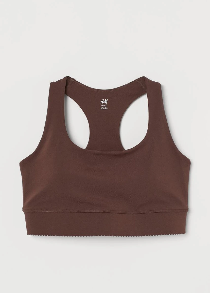Тёмно-коричневый спортивный бюстгальтер shaping H&M+