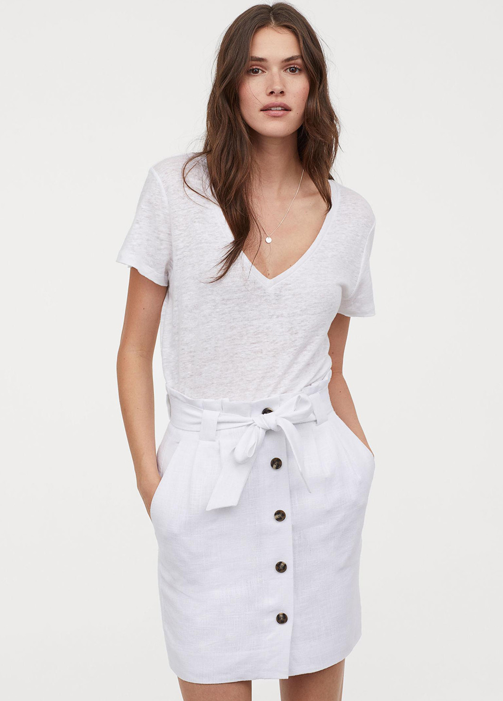Белая кэжуал юбка H&M карандаш