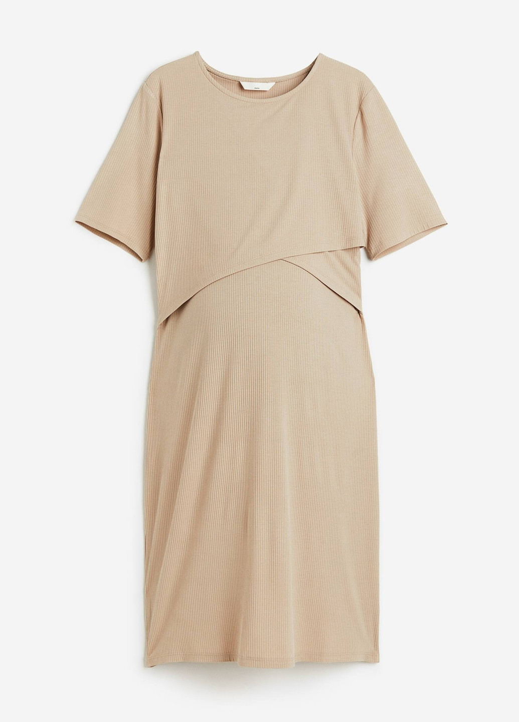 Бежевое кэжуал платье для беременных и кормящих платье-футболка H&M однотонное