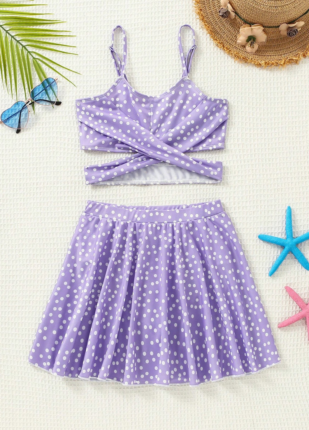 Фіолетовий літній комплект (топ, спідниця) SHEIN