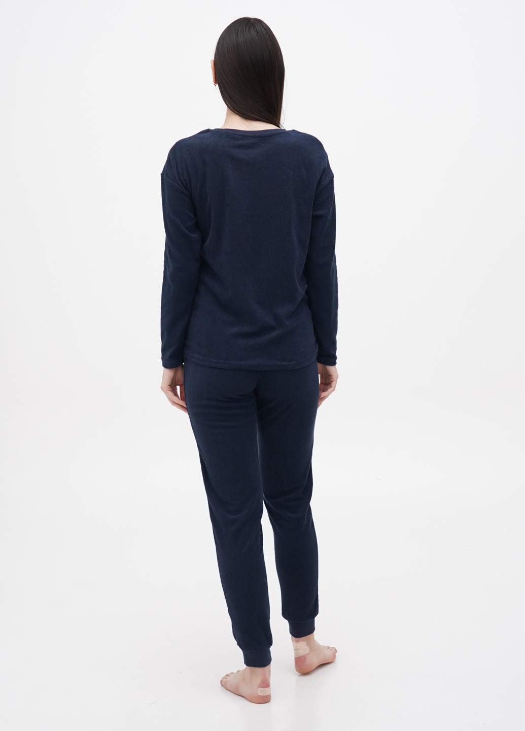 Темно-синяя всесезон махровая пижама (лонгслив, брюки) лонгслив + брюки Esmara