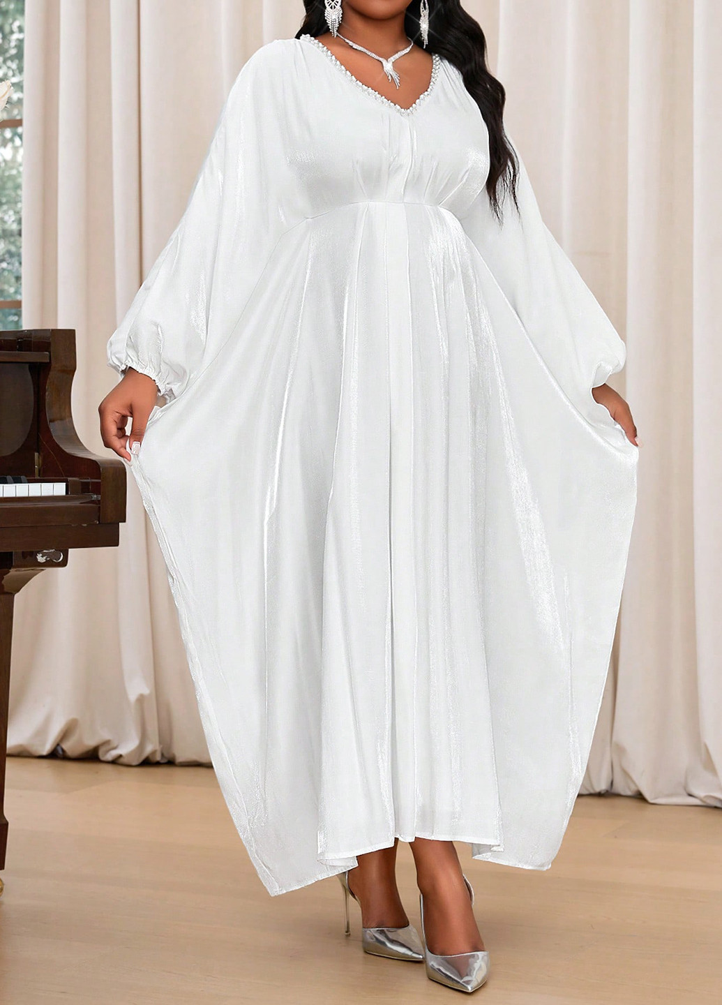 Білий святковий сукня а-силует SHEIN однотонна